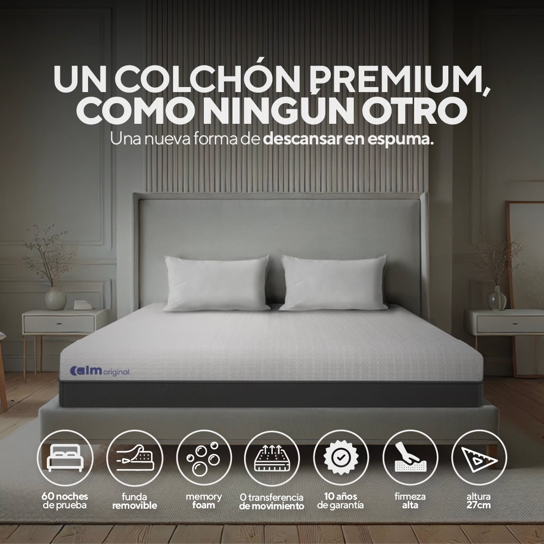 PACK COLCHÓN CALM DE MEMORY FOAM 1.5 PLAZAS + 1 ALMOHADA CALM MEMORY COOLING - 1