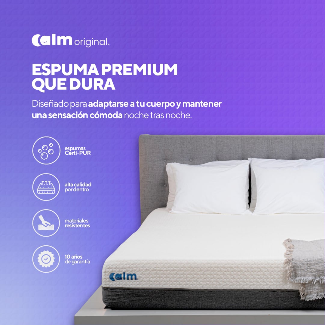 PACK COLCHÓN CALM DE MEMORY FOAM 1.5 PLAZAS + 1 ALMOHADA CALM MEMORY COOLING - 2