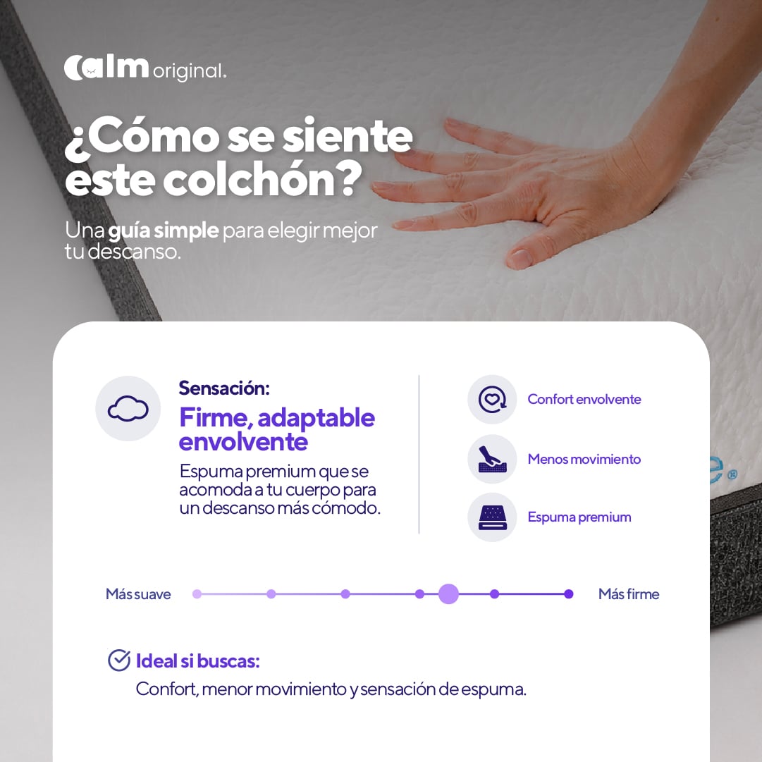 PACK COLCHÓN CALM DE MEMORY FOAM 1.5 PLAZAS + 1 ALMOHADA CALM MEMORY COOLING - 5