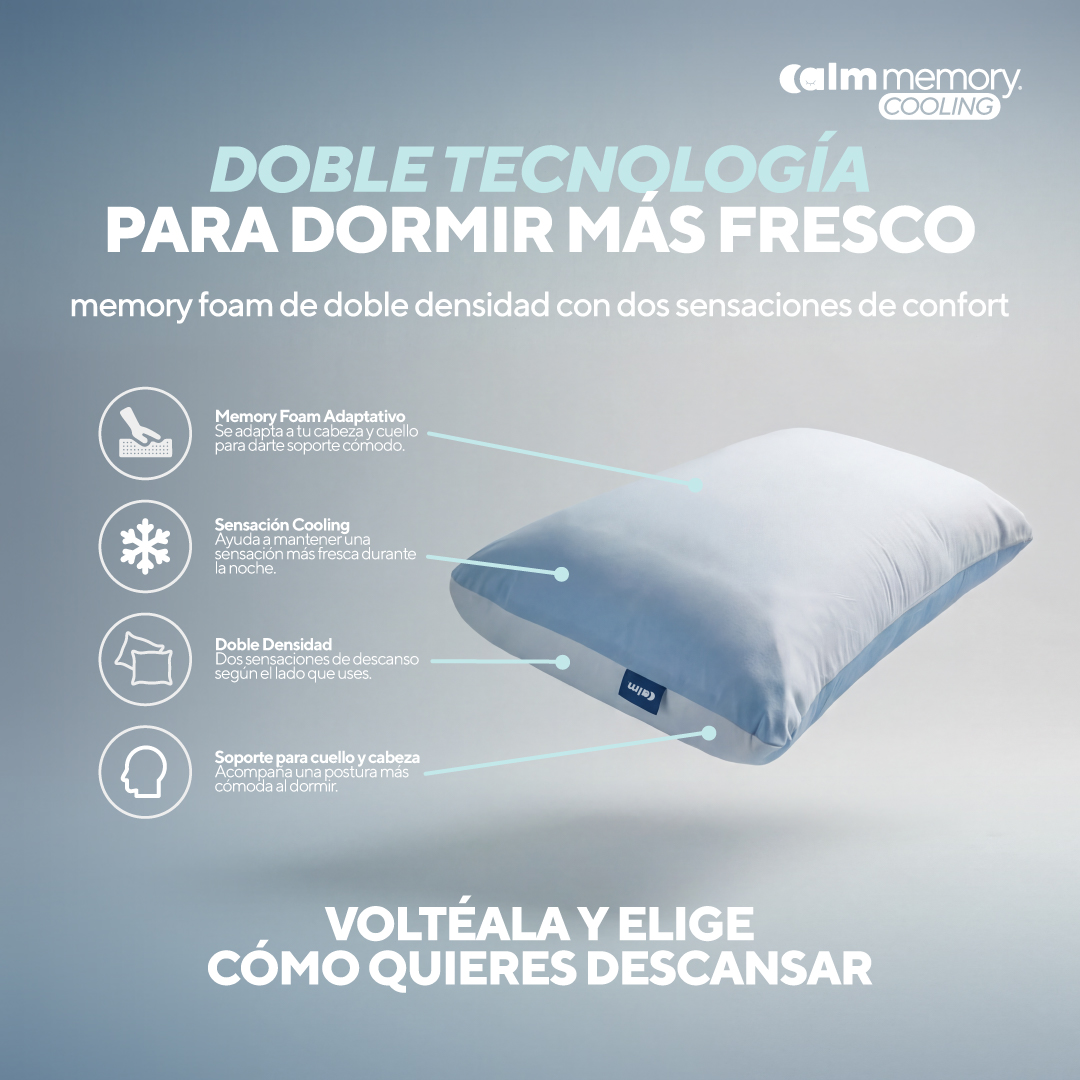 PACK COLCHÓN CALM DE MEMORY FOAM 1.5 PLAZAS + 1 ALMOHADA CALM MEMORY COOLING - 7