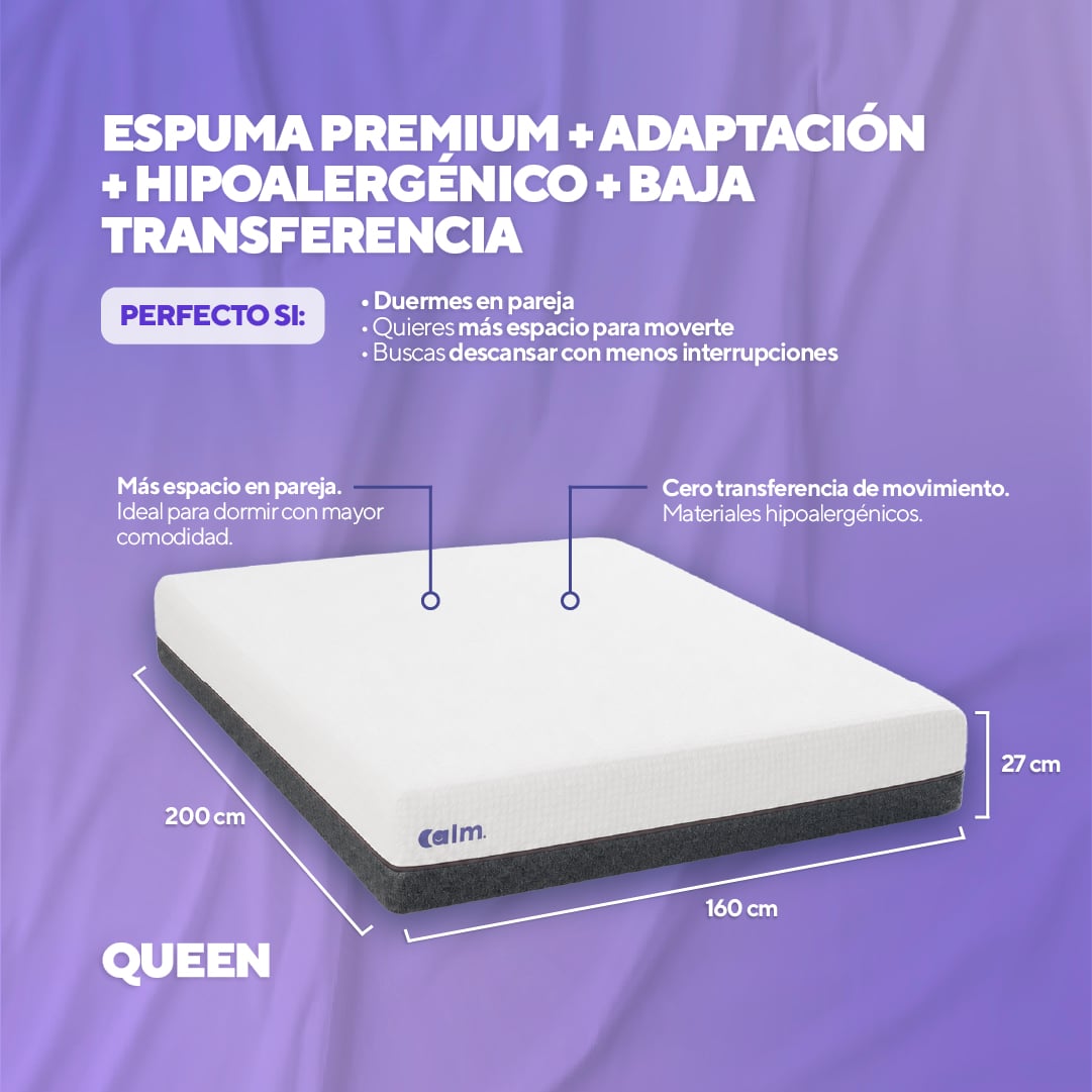 PACK COLCHÓN CALM DE MEMORY FOAM QUEEN + 2 ALMOHADAS CALM MEMORY COOLING - 4