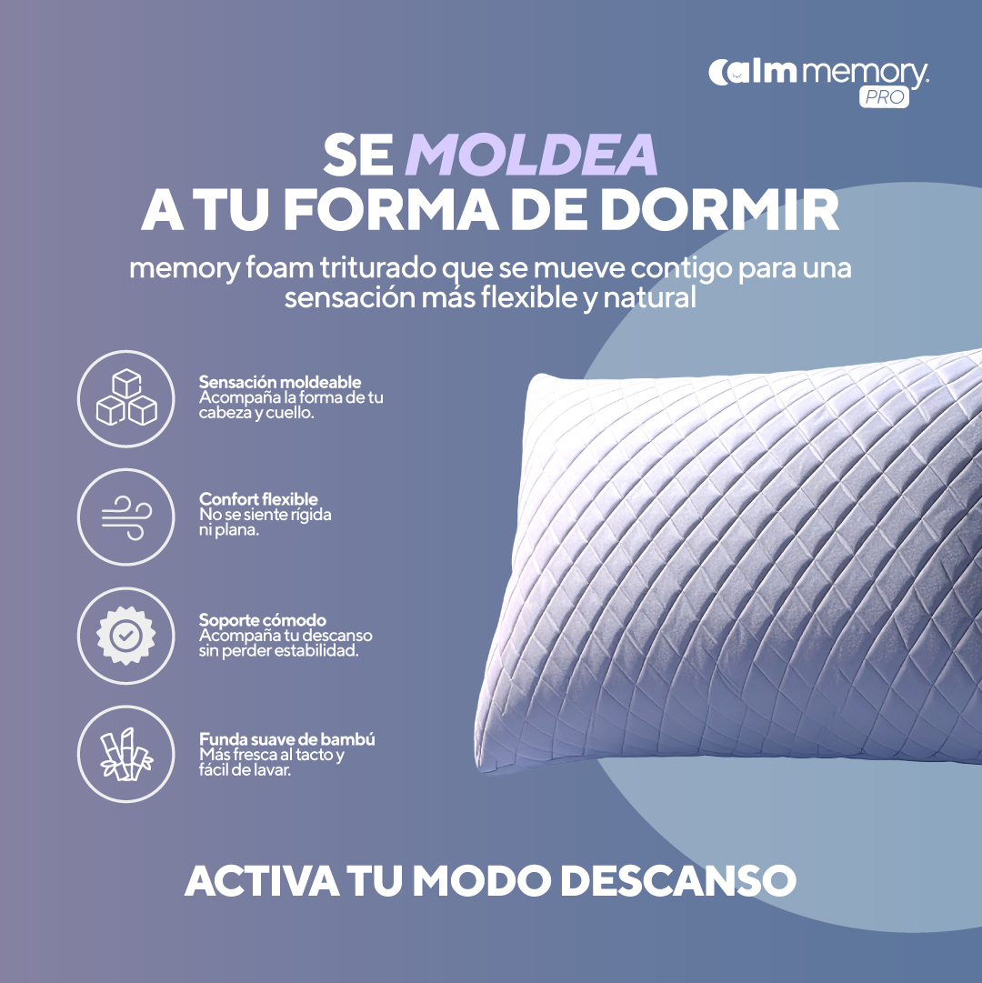 PACK COLCHÓN CALM DE MEMORY FOAM 1.5 PLAZAS + 1 ALMOHADA CALM MEMORY PRO - 10