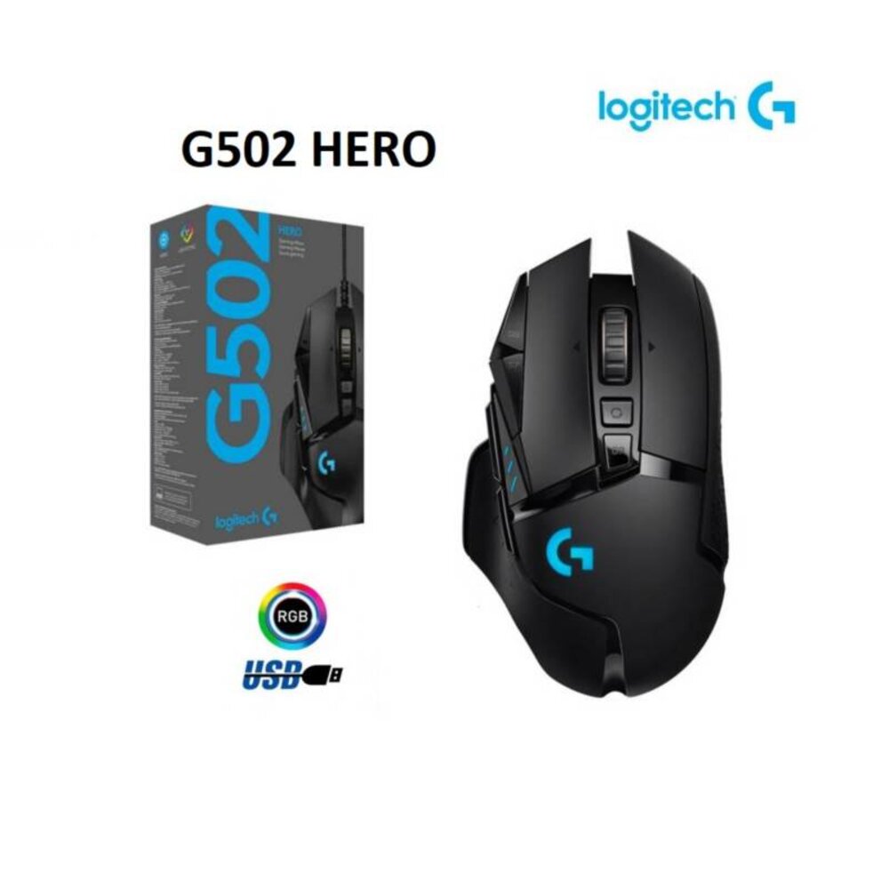 MOUSE LOGITECH G G502 HERO LIGHTSYNC RGB GAMING USB BLACK (910-005469) - 1