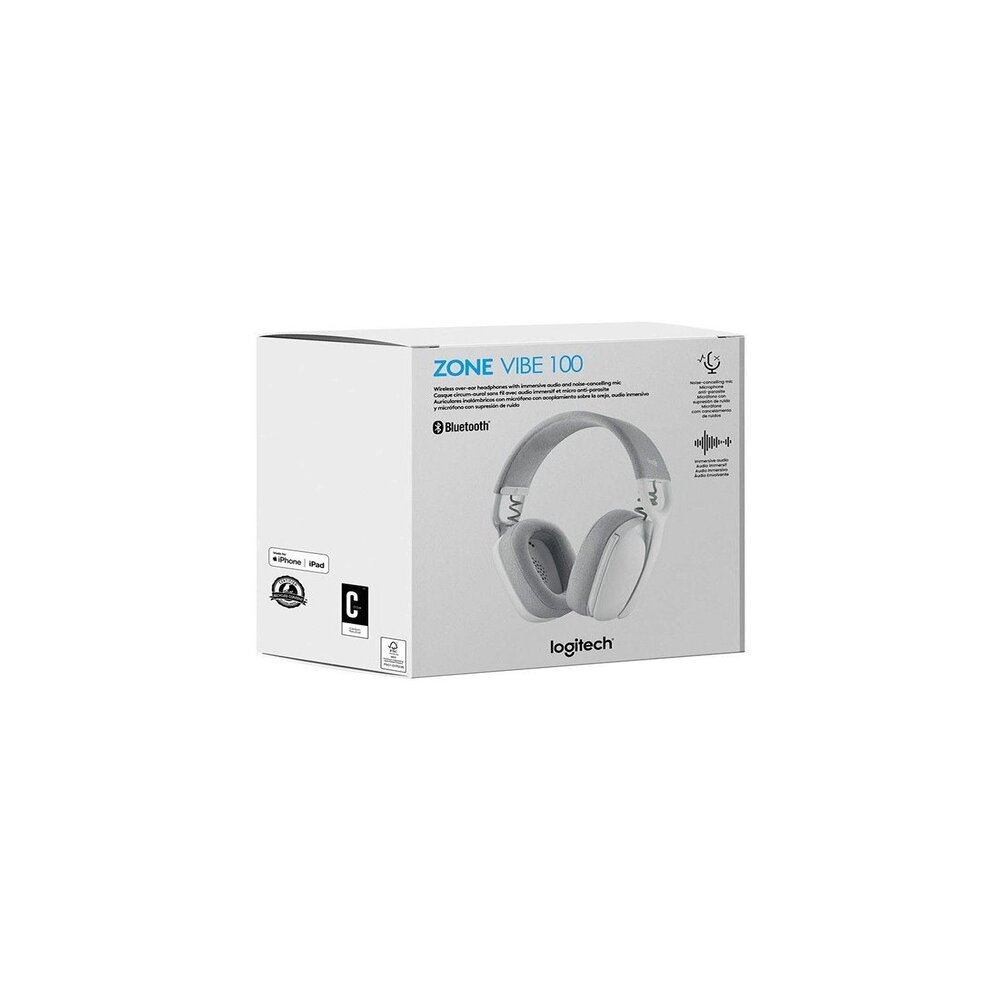 AUDÍFONO LOGITECH ZONE VIBE 100 WHITE BLUETOOTH MICROFONO 981-001218 - 1