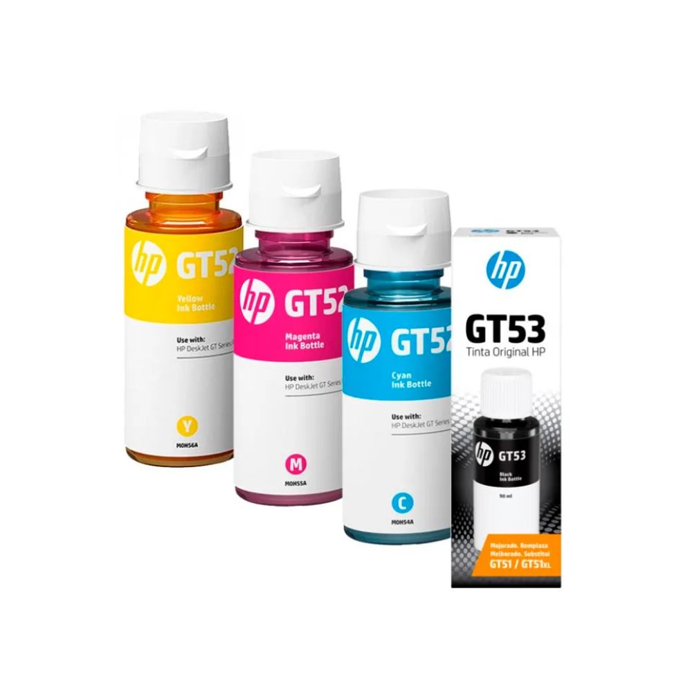 TINTA HP NEGRO GT52 GT53 COLORES CYAN MAGENTA YELLOW - 3
