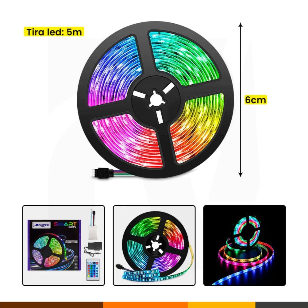 CINTA TIRA LED RGB WIFI MUSICA X 5M BLUETOOTH CELULAR SMART LED NEGRO - 1