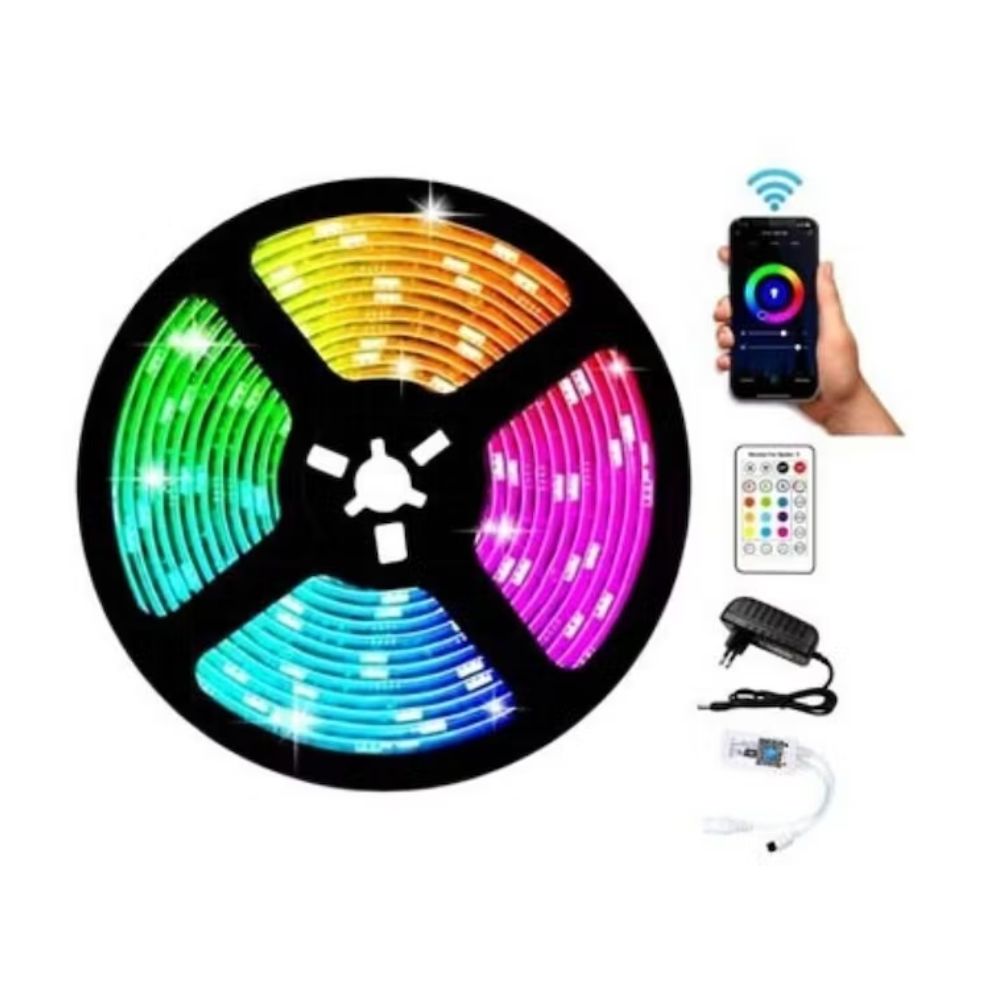 CINTA TIRA LED RGB WIFI MUSICA X 5M BLUETOOTH CELULAR SMART LED NEGRO - 2