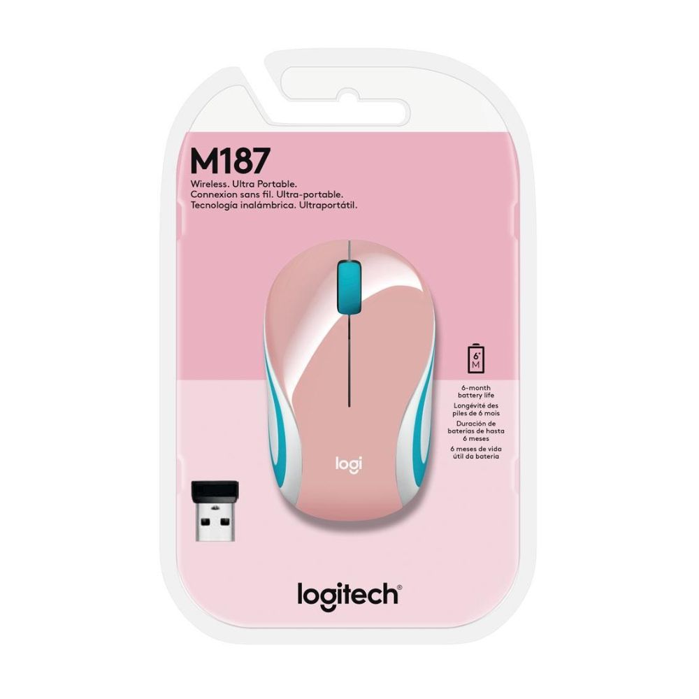 MOUSE LOGITECH INALÁMBRICO M187 ROSADO - 3