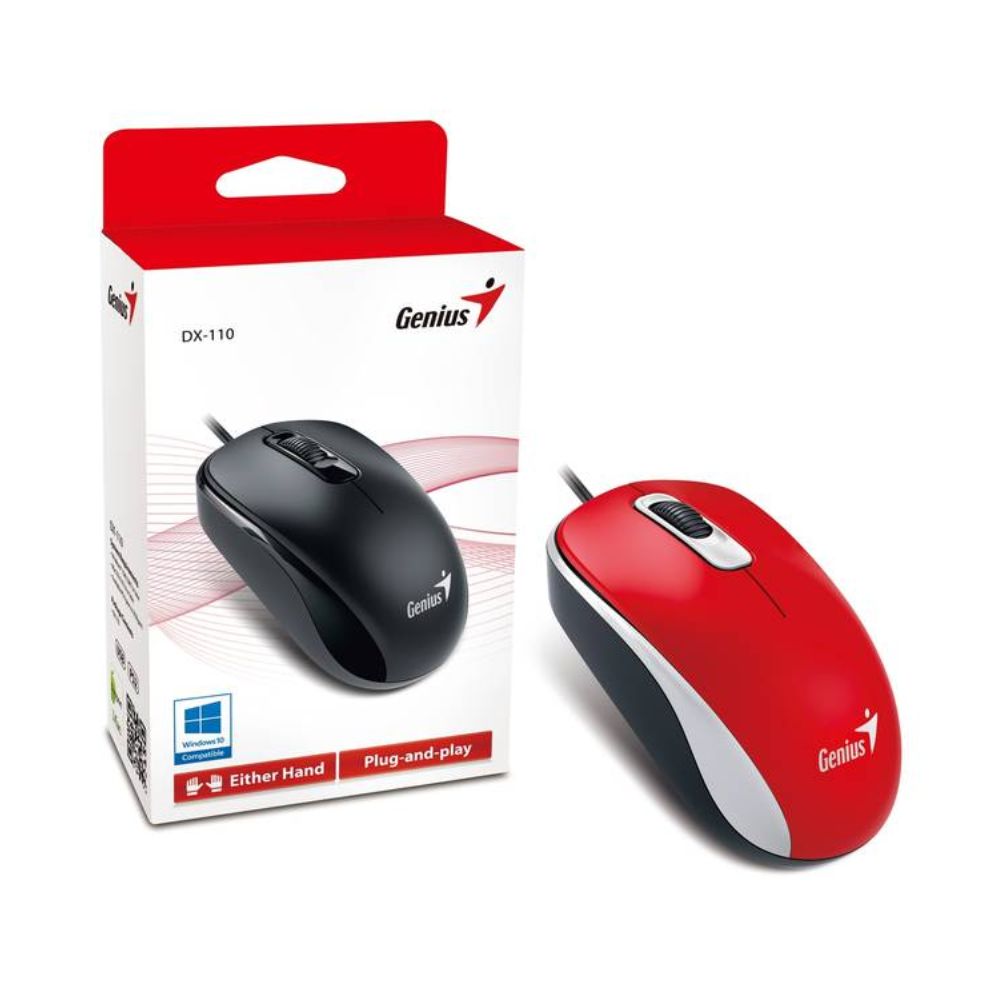 MOUSE GENIUS DX-110 USB ÓPTICO 1000 DPI RED PN 31010116104 - 1