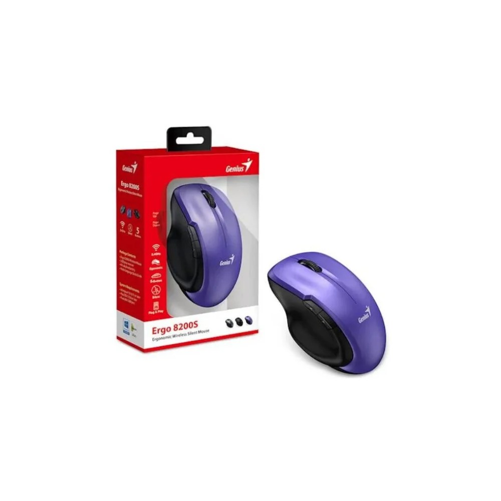 MOUSE GENIUS ERGO 8200S WIRELESS SILENT BLUEEYE 5-BOT ERGONÓMICO PURPLE 31030029402 - 3
