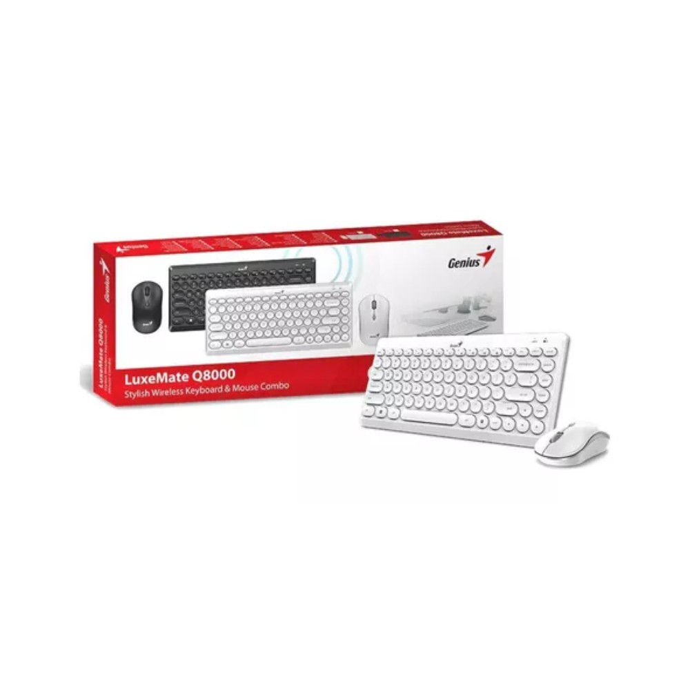 TECLADO GENIUS + MOUSE LUXEMATE Q8000 WIRELESS TKL USB MULTIMEDIA WHITE 31340013410 - 2