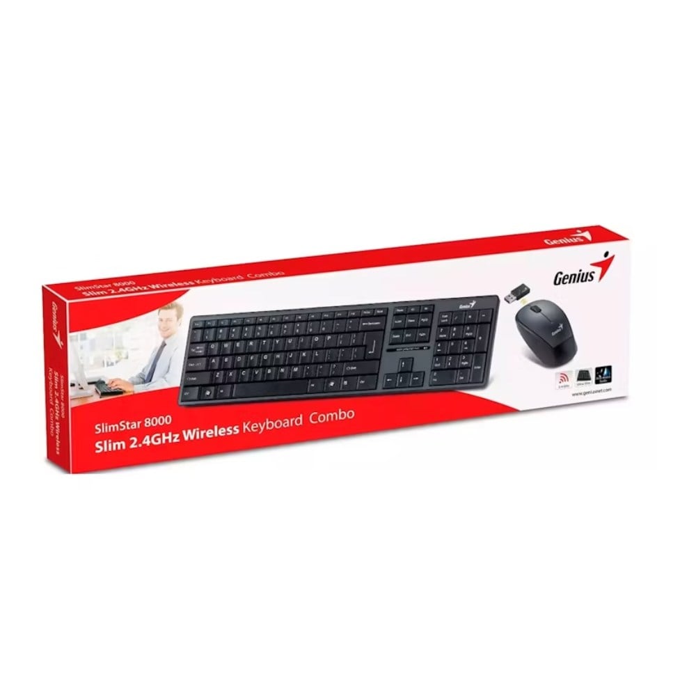 TECLADO GENIUS + MOUSE SLIMSTAR 8230 WIRELESS/BLUETOOTH MULTIMEDIA BLACK 31340015407 - 1