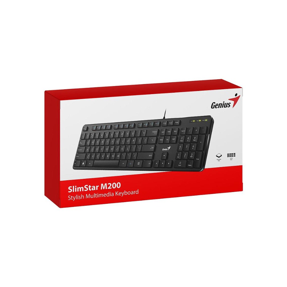 TECLADO GENIUS SLIMSTAR M200 USB MULTIMEDIA BLACK 31310019401 - 1