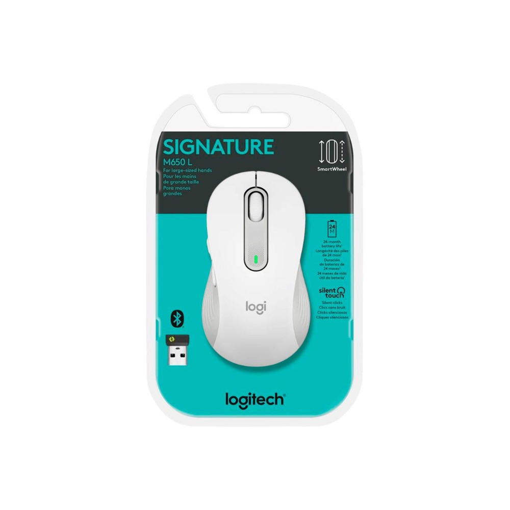 MOUSE LOGITECH SIGNATURE M650 SILENT LARGE WIRELESS/BLUETOOTH WHITE 910-006233 - 1