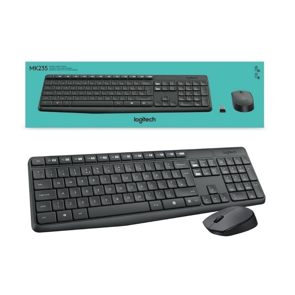 TECLADO LOGITECH + MOUSE MK235 WIRELESS USB SP BLACK PN 920-007901 - 2