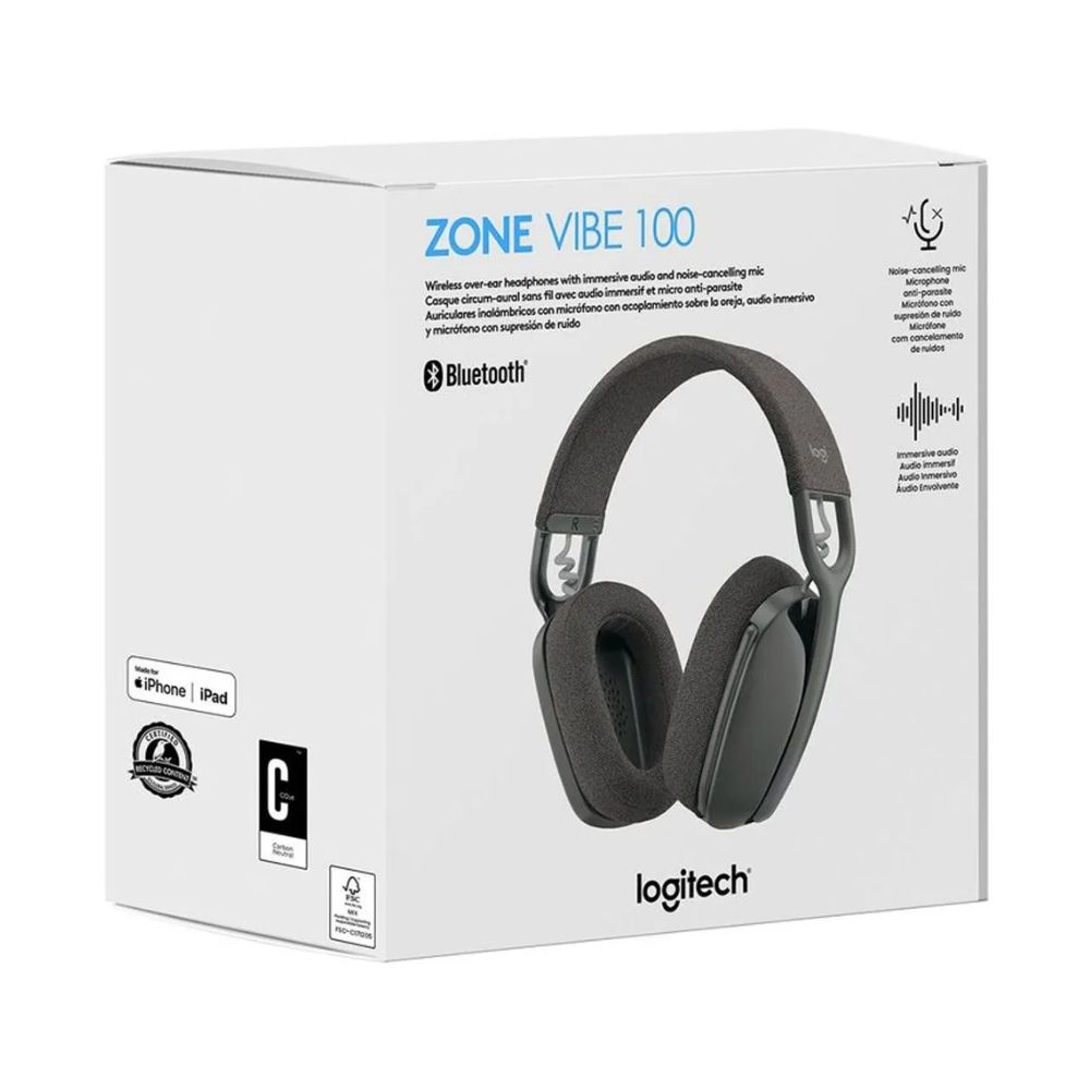 AUDÍFONOS LOGITECH BLUETOOTH C/MICROF. ZONE VIBE 100 BLACK (981-001214) - 1