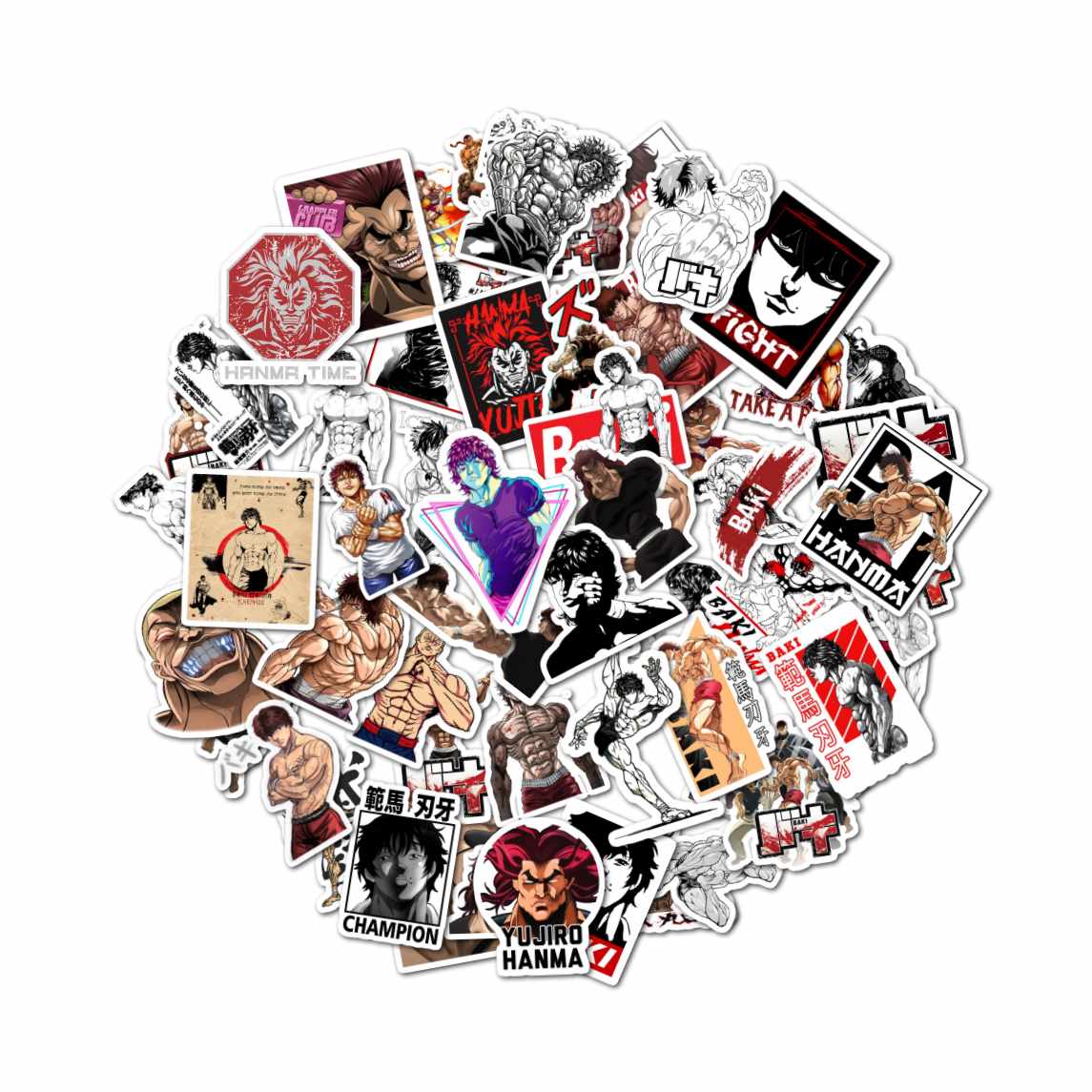 PACK 50 STICKERS BAKI THE GRAPPLER - 1