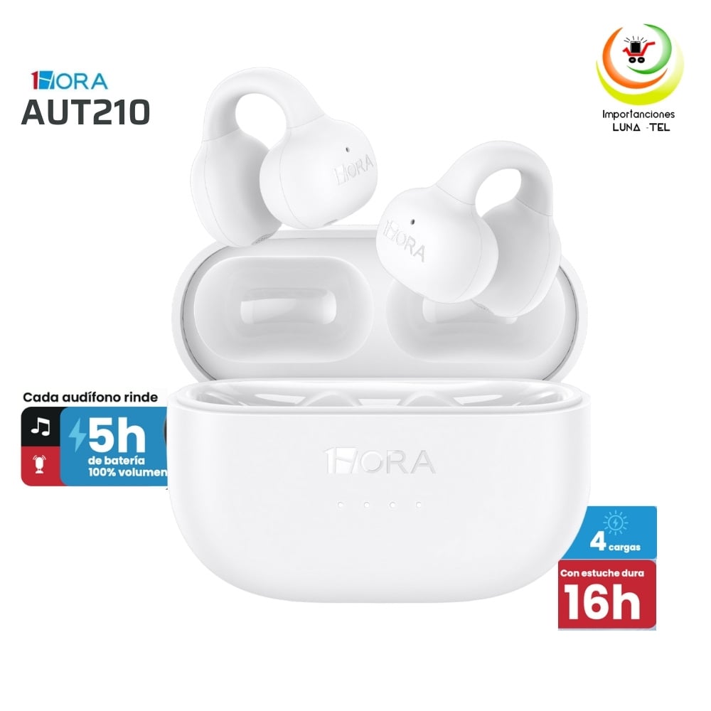 AUDIFONOS BLUETOOTH TWS, MODELO AUT210 NEGRO, MARCA 1HORA - 1