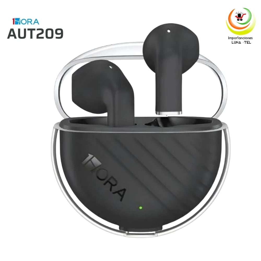 AUDIFONOS BLUETOOTH TWS, MODELO AUT209 NEGRO, MARCA 1HORA - 1
