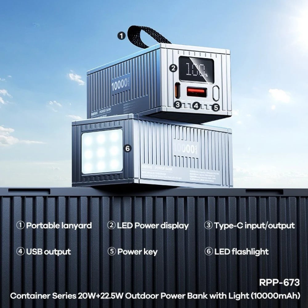 CARGADOR PORTÁTIL REMAX CON LUZ LED 10000MAH PD20W+QC22.5W - 2