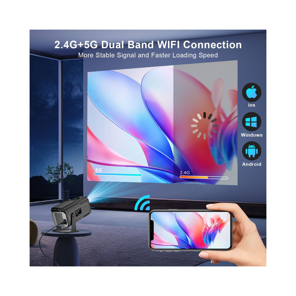PROYECTOR ANDROID HY320 PANTALLA FULL HD, PORTÁTIL INTELIGENTE 4K 10000 LÚMENES 1080P ANDROID 11 - 4