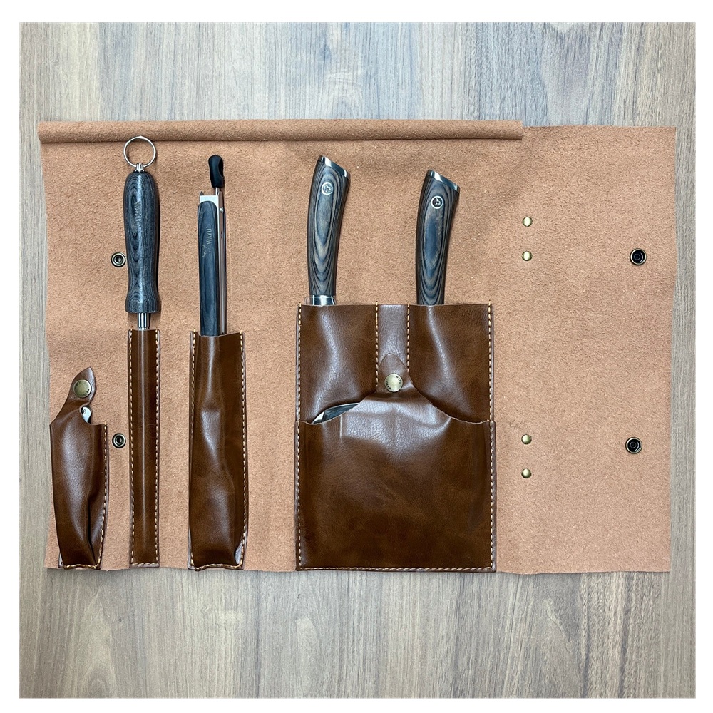 SET DE CUCHILLOS Y UTENSILIOS CUERO PREMIUM WAYU - 2