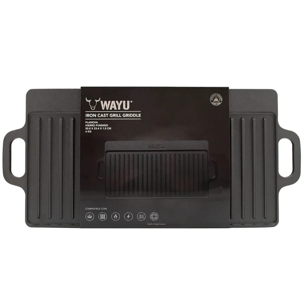 PLANCHA GRILL CON ASAS DE HIERRO FUNDIDO WAYU 50.8 X 23.4 CM - 1