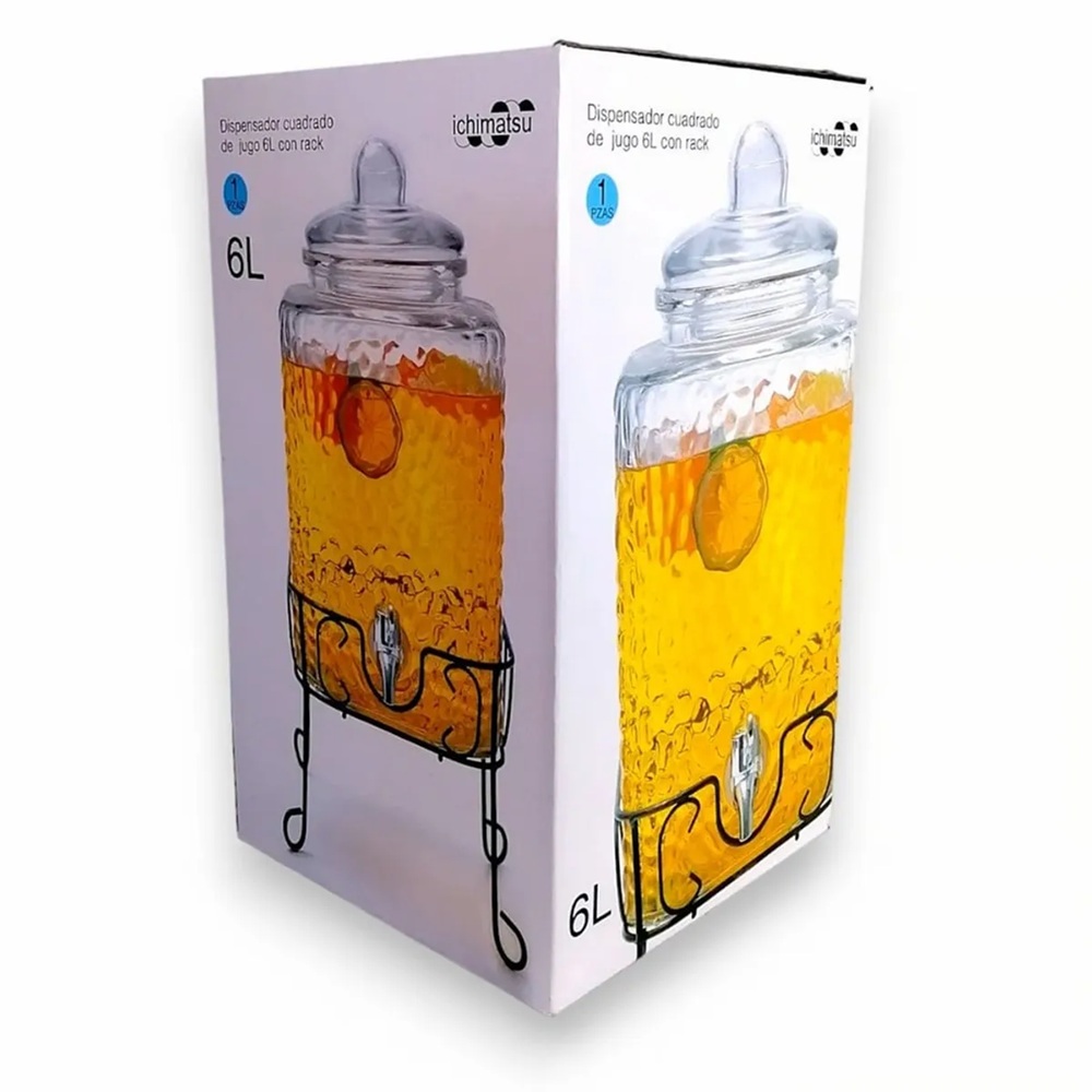 DISPENSADOR DE VIDRIO CUADRADO 6 LT CON RACK - 3