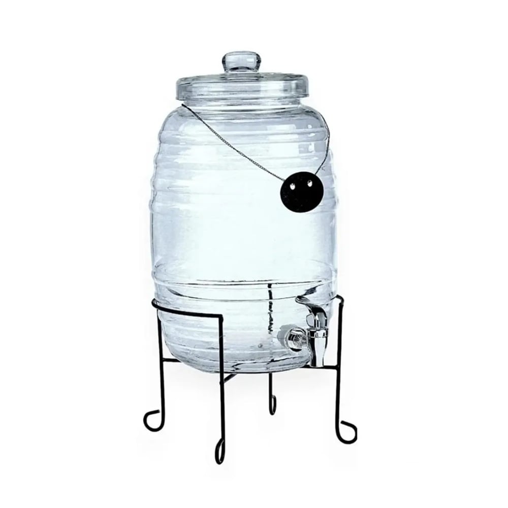 DISPENSADOR DE VIDRIO 10 LT BARRIL CON RACK Y PIZARRA - 2
