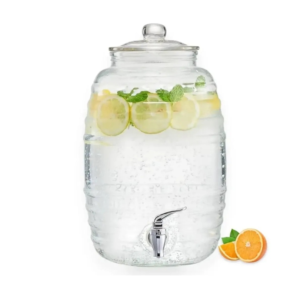 DISPENSADOR DE VIDRIO 10 LT BARRIL CON RACK Y PIZARRA - 3