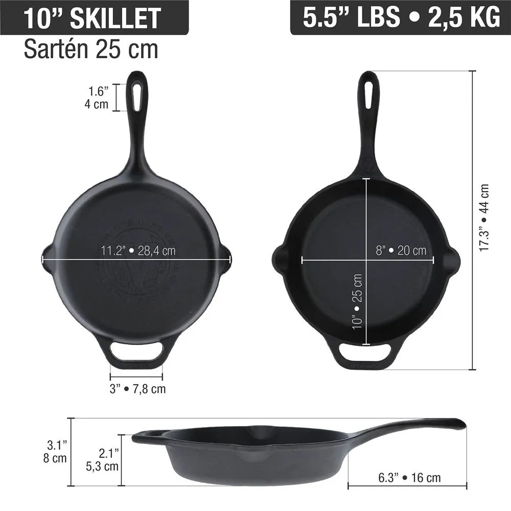 SARTEN DE HIERRO FUNDIDO VICTORIA 25 CM DE DIAMETRO CURADO - 3