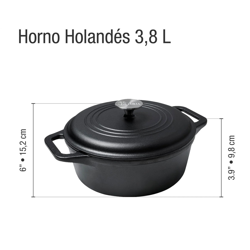 OLLA HORNO HOLANDES VICTORIA DE HIERRO FUNDIDO 3.8 LT - 4