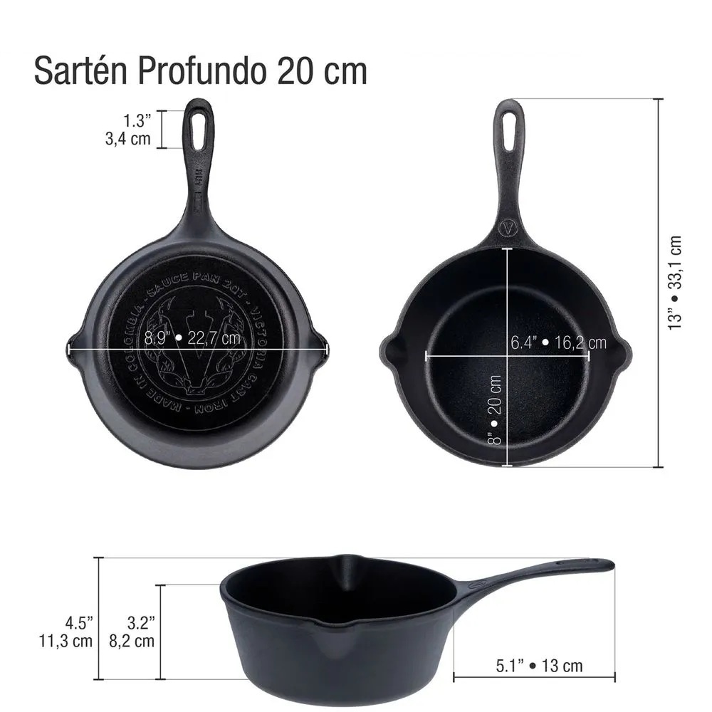 SARTEN PROFUNDA DE HIERRO FUNDIDO ESMALTADA VICTORIA 1.9 LT - 5