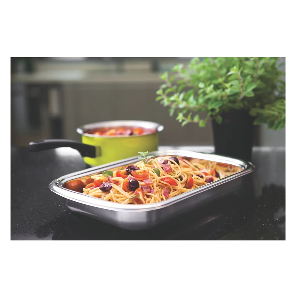 FUENTE PARA HORNEAR TRAMONTINA RECTANGULAR 43 CM DE 4 LT ACERO INOXIDABLE - 2
