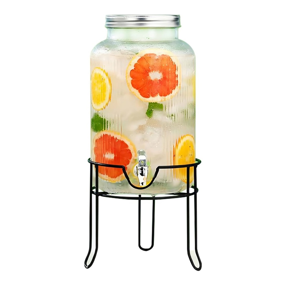 DISPENSADOR DE VIDRIO 6 LT REDONDO CON RACK - 2