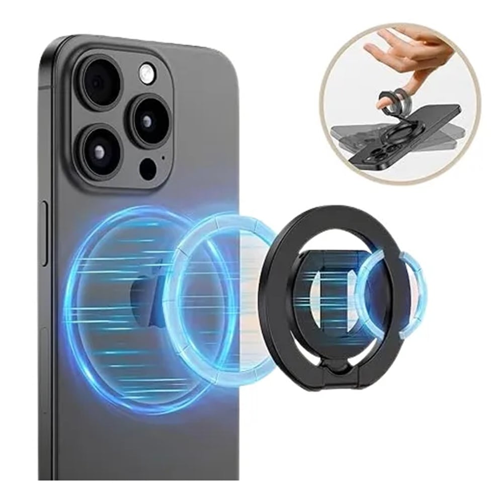 SOPORTE MAGNETICO CON MAGSAFE PARA CELULAR IPHONE O PARA SAMSUNG COLOR NEGRO - 1
