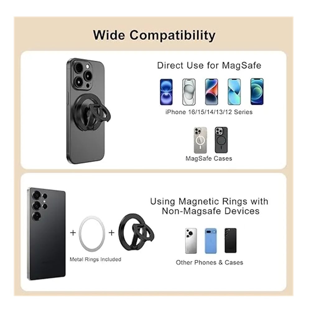SOPORTE MAGNETICO CON MAGSAFE PARA CELULAR IPHONE O PARA SAMSUNG COLOR NEGRO - 2