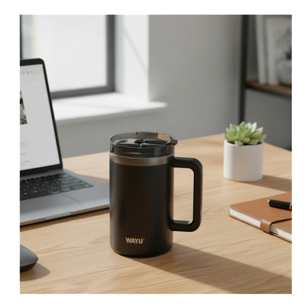 MUG TAZA 650 ML INSULADA BLACK MATTE WAYU - 1