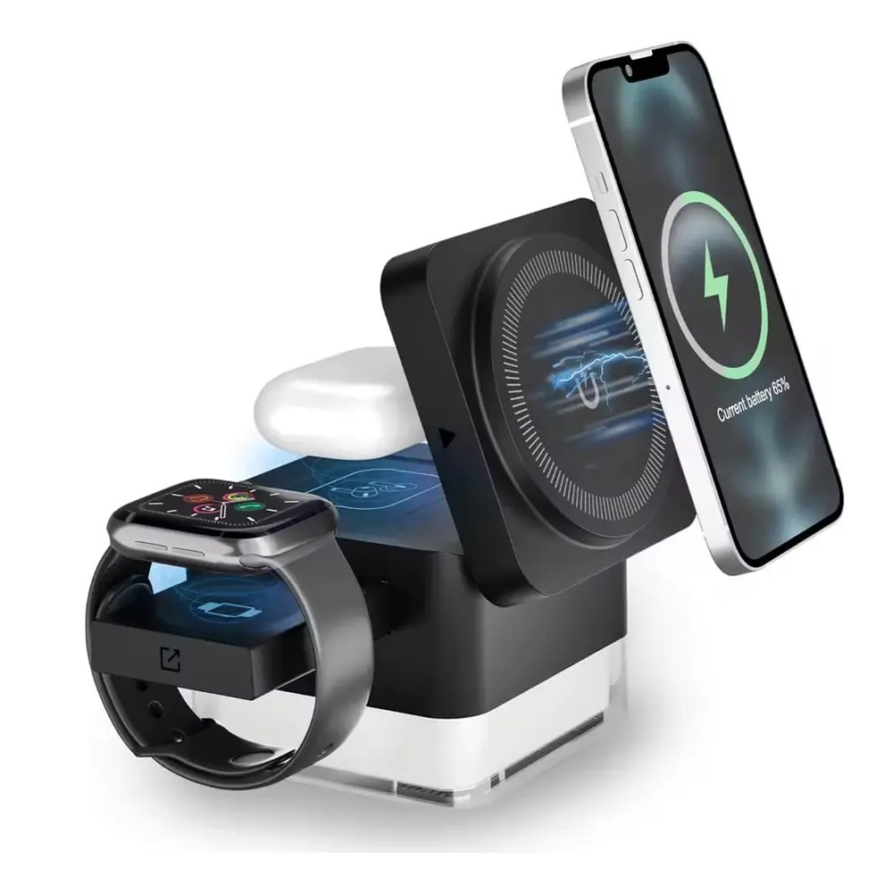 ESTACION DE CARGA CON LUZ 3 EN 1 PARA IPHONE WATCH Y AIRPODS - 1