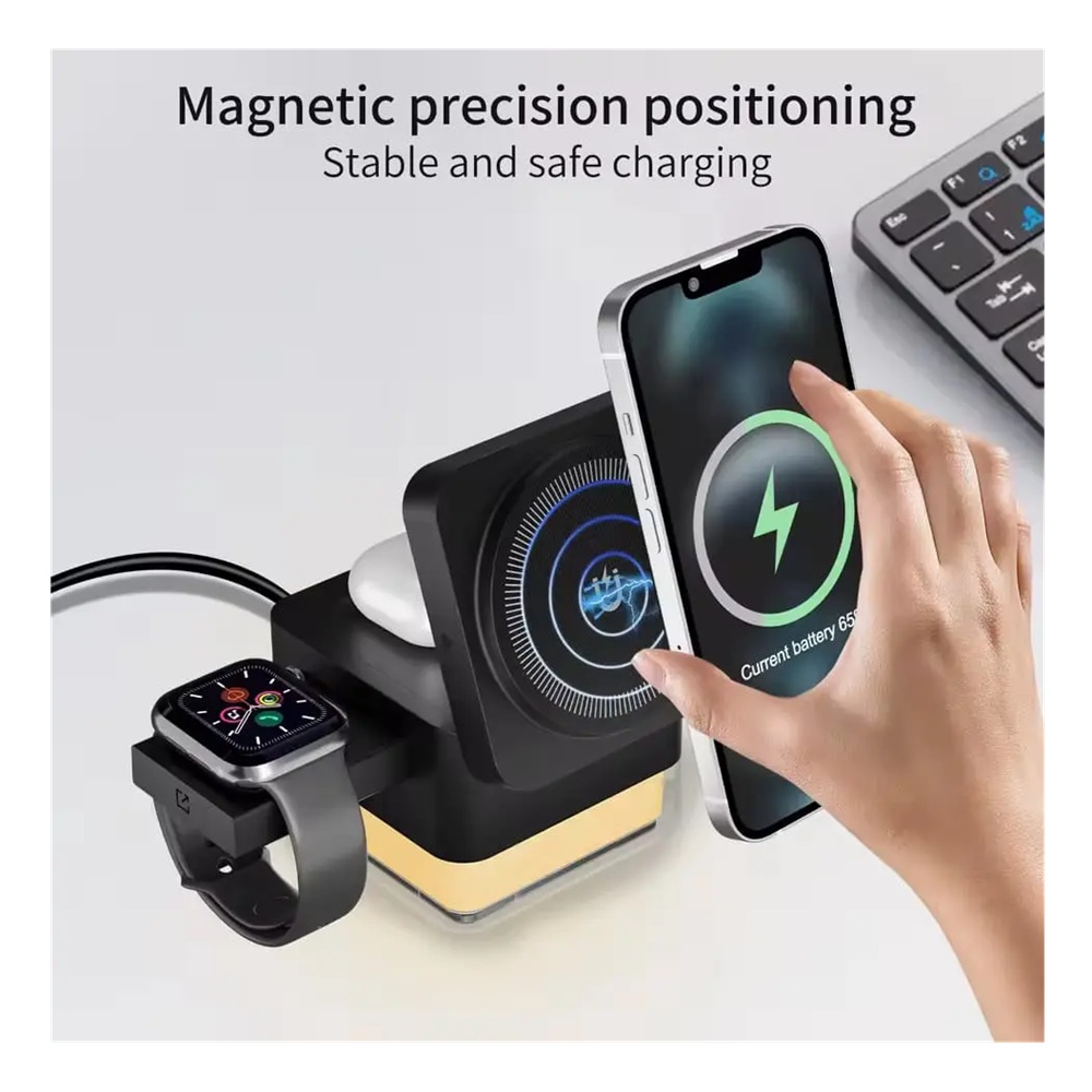 ESTACION DE CARGA CON LUZ 3 EN 1 PARA IPHONE WATCH Y AIRPODS - 6