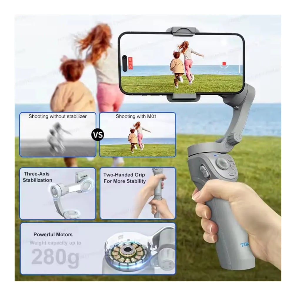 MINI TRIPODE ESTABILIZADOR 3 EJES CELULAR LUZ LED CON SEGUIMIENTO DE ROSTRO - 4
