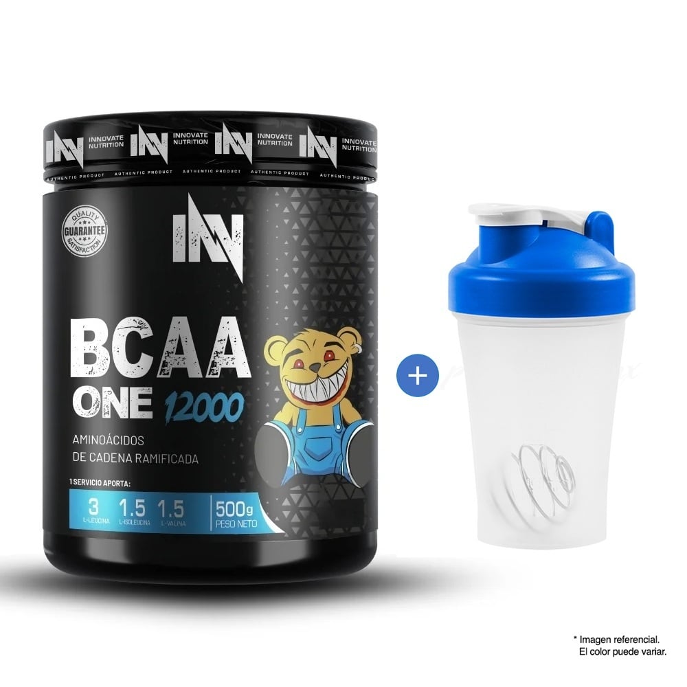BCAA'S ONE 12000 500 GR INN AMINOÁCIDOS FRUIT PUNCH + SHAKER - 1