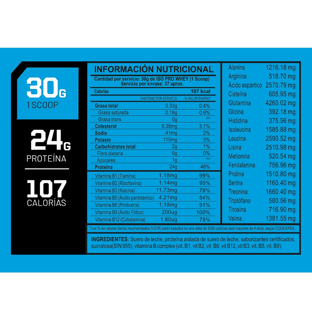 PROTEÍNA ISO PRO WHEY DE 1100 GRAMOS CHOCOLATE - 3