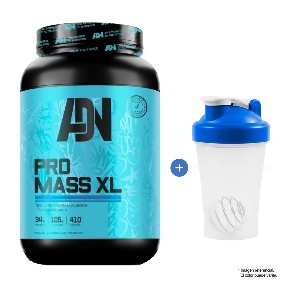 GANADOR DE MASA MUSCULAR PRO MASS XL 2KG VAINILLA + SHAKER - 1