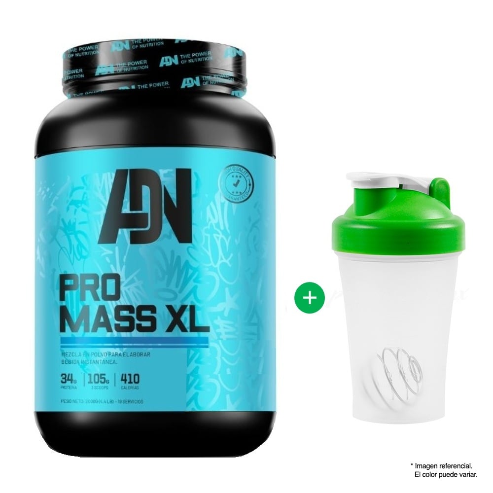 GANADOR DE MASA ADN NUTRITION PRO MASS XL 2 KG CHOCOLATE + SHAKER - 1