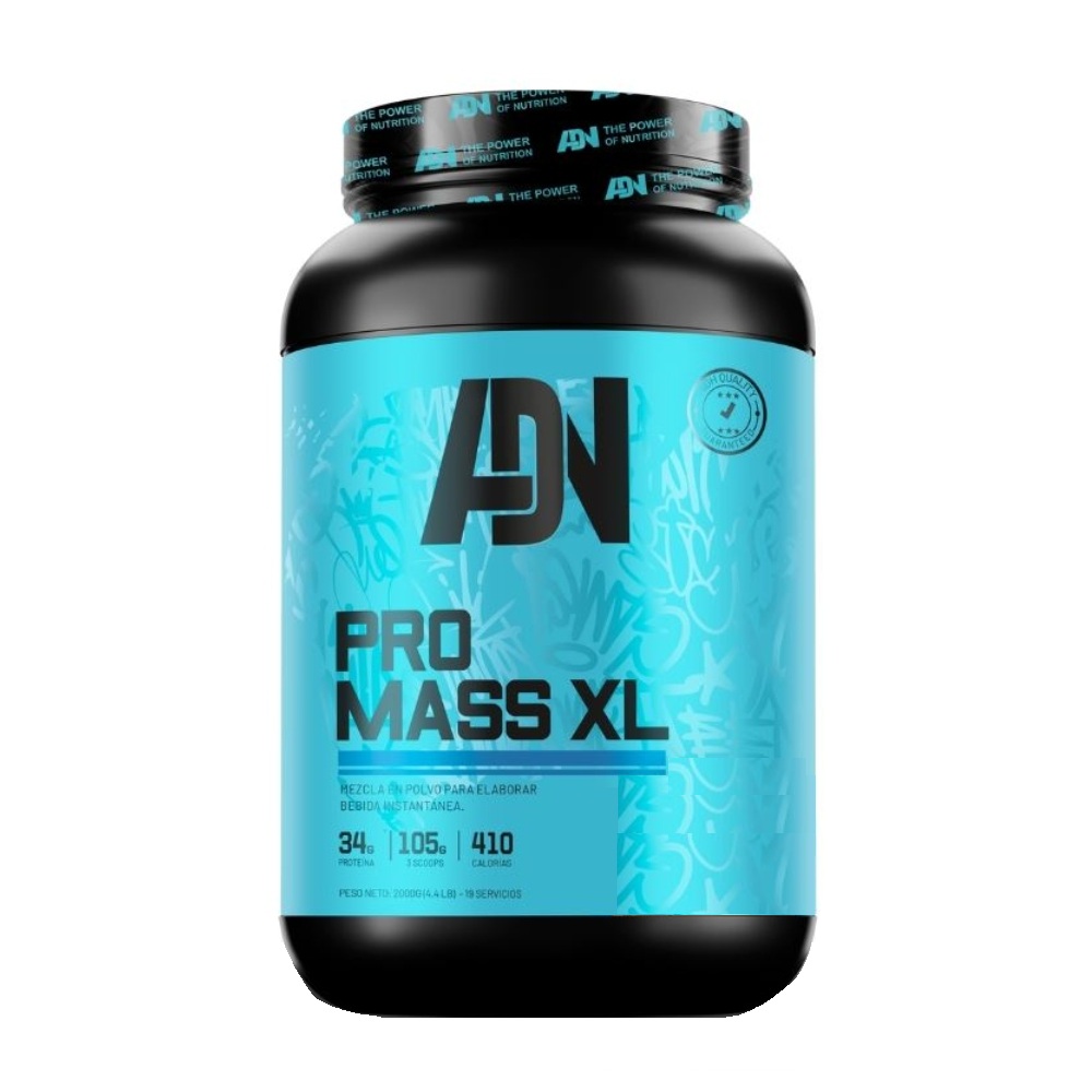 GANADOR DE MASA ADN NUTRITION PRO MASS XL 2 KG CHOCOLATE + SHAKER - 2