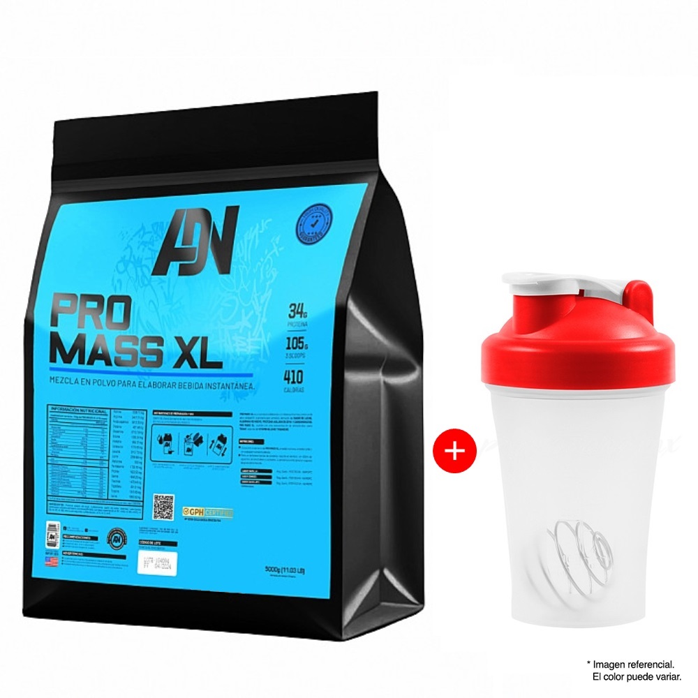 GANADOR DE MASA ADN NUTRITION PRO MASS XL 5 KG CHOCOLATE + SHAKER - 1