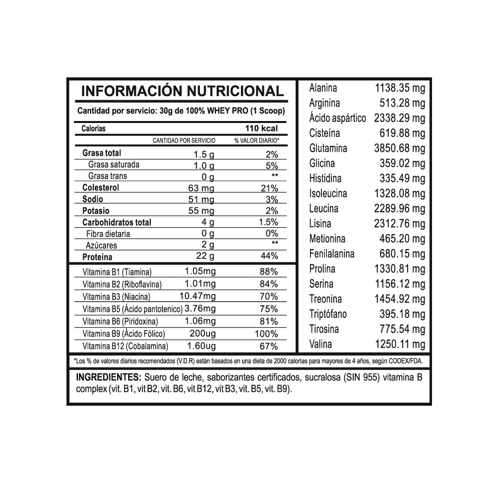 100% WHEY PRO PROTEINA ADN NUTRITION 1.1 KG VAINILLA - 3