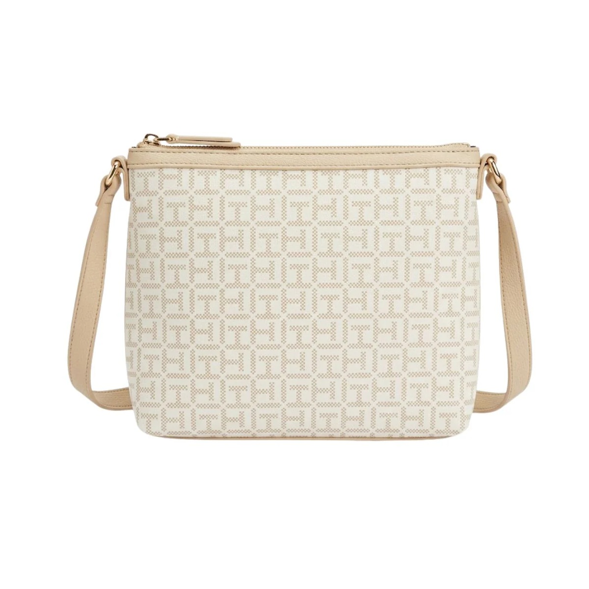 CARTERA JADEN PLUS BANDOLERA TOMMY HILFIGER 69J559 BEIGE CON BLANCO E ICONICO LOGO - 2