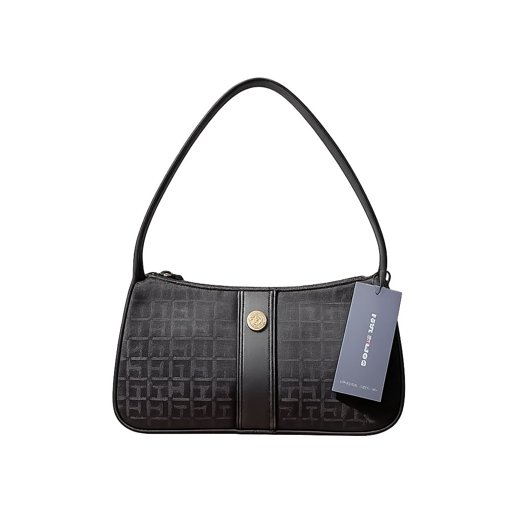 CARTERA DE HOMBRO TIPO BAGUETTE TOMMY HILFIGER TH MONOGRAM JACQUARD NEGRA - 1